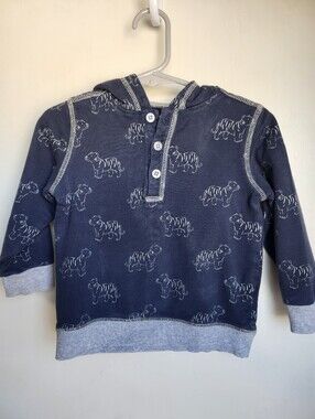Little Me 2T Navy and Heather Gray Tiger Hoodie Pullover